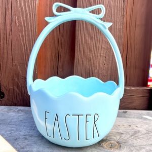 Rae Dunn blue ribbon “Easter” basket